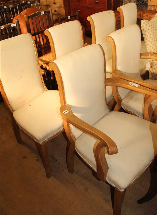 A set of six Art Deco maple dining chairs,